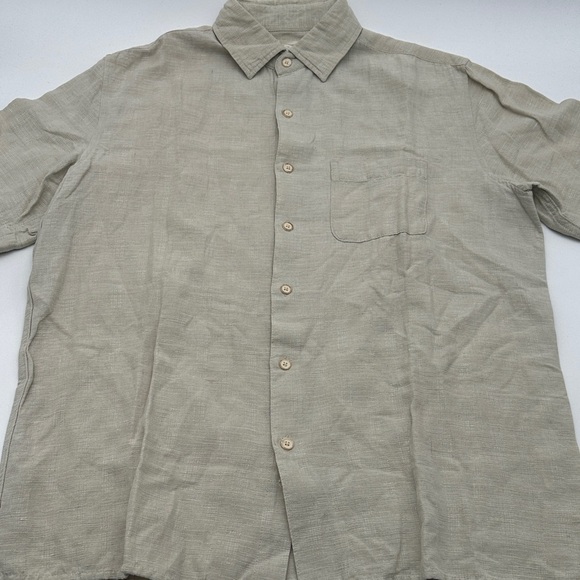Tasso Elba Silk Linen Men's Shirt Short Sleeve Button Down Size Small Tan - Picture 1 of 9